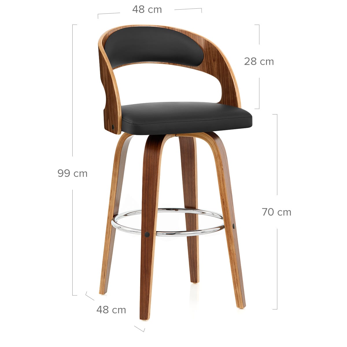 Sgabello Ecopelle Legno - Alicia Nero