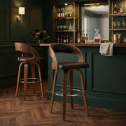 Sgabello Ecopelle Legno - Alicia Nero