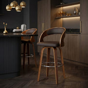 Sgabello Ecopelle Legno - Alicia Marrone
