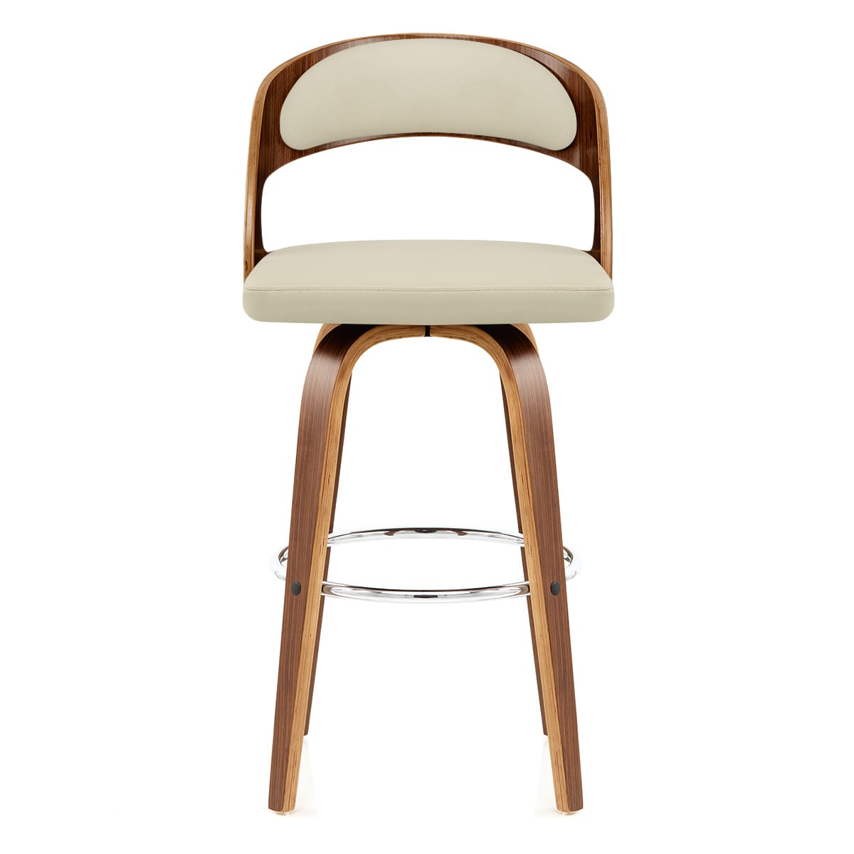Sgabello Ecopelle Legno - Alicia Crema