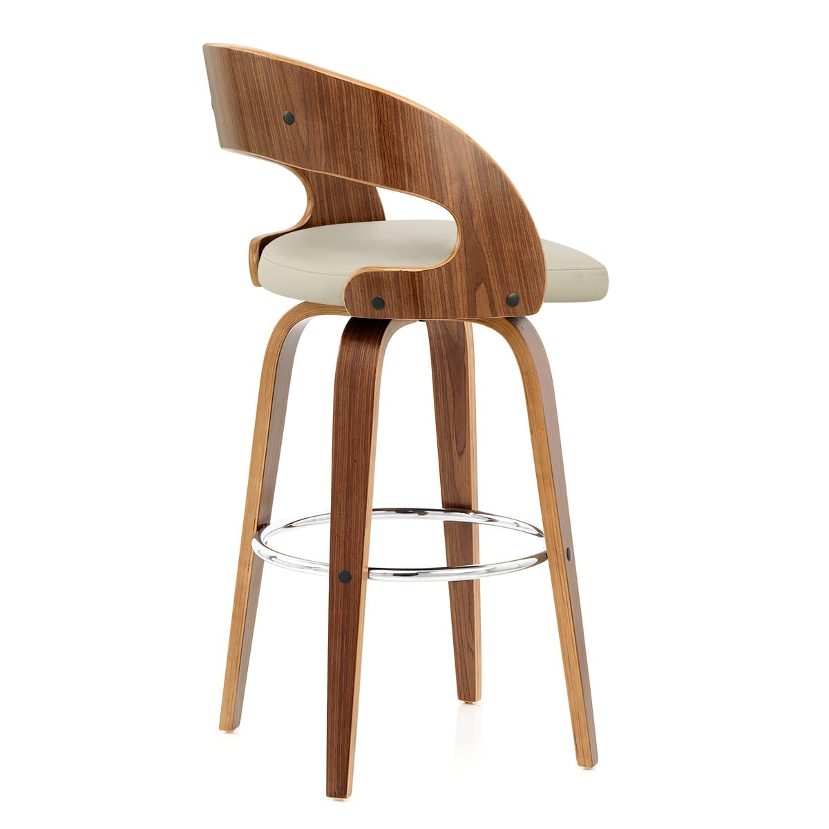 Sgabello Ecopelle Legno - Alicia Crema