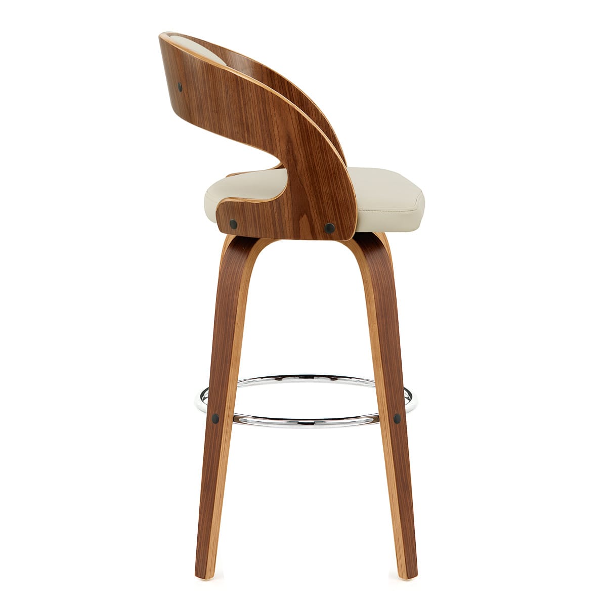 Sgabello Ecopelle Legno - Alicia Crema