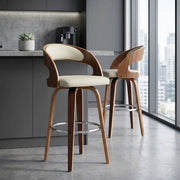 Sgabello Ecopelle Legno - Alicia Crema