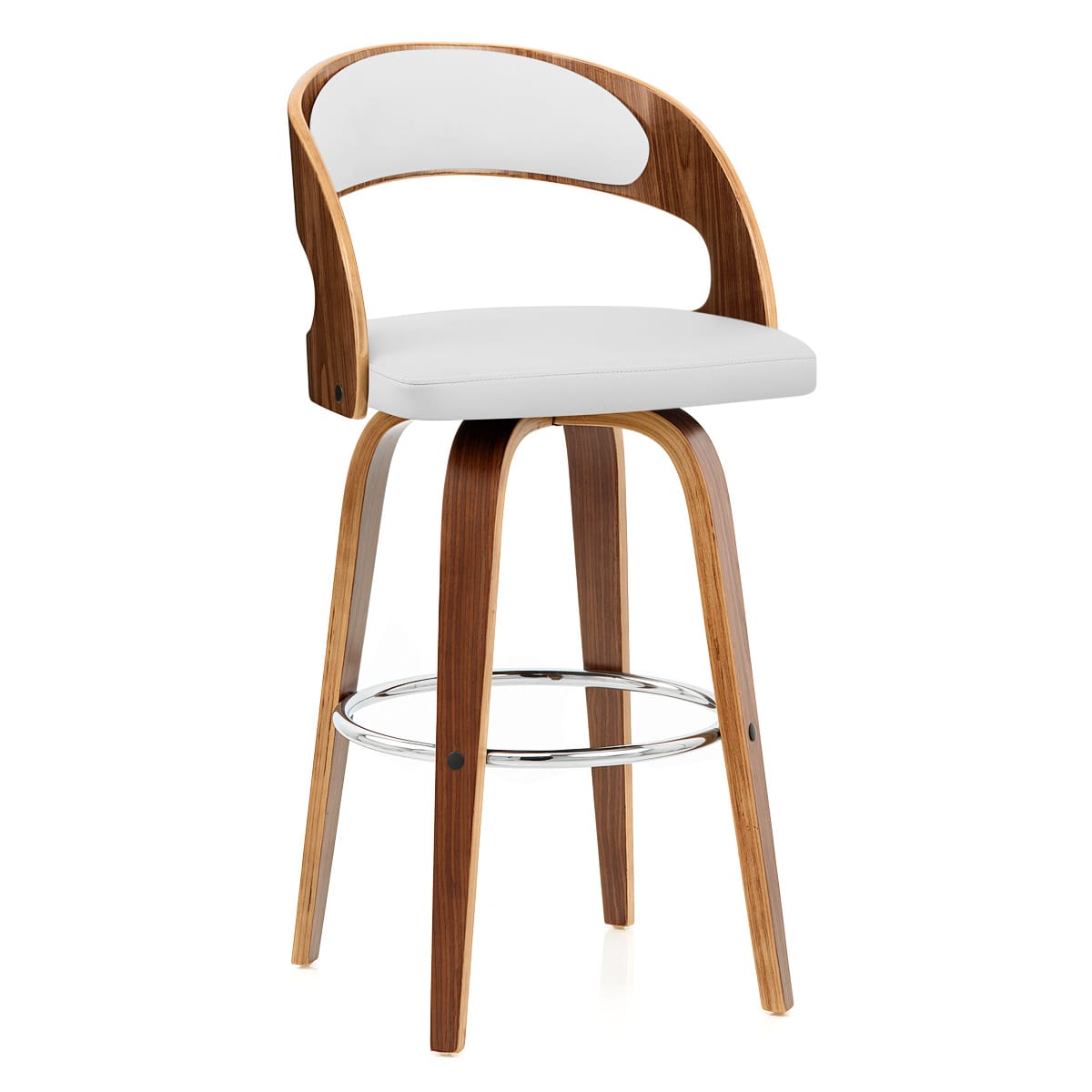 Sgabello Ecopelle Legno - Alicia Bianco