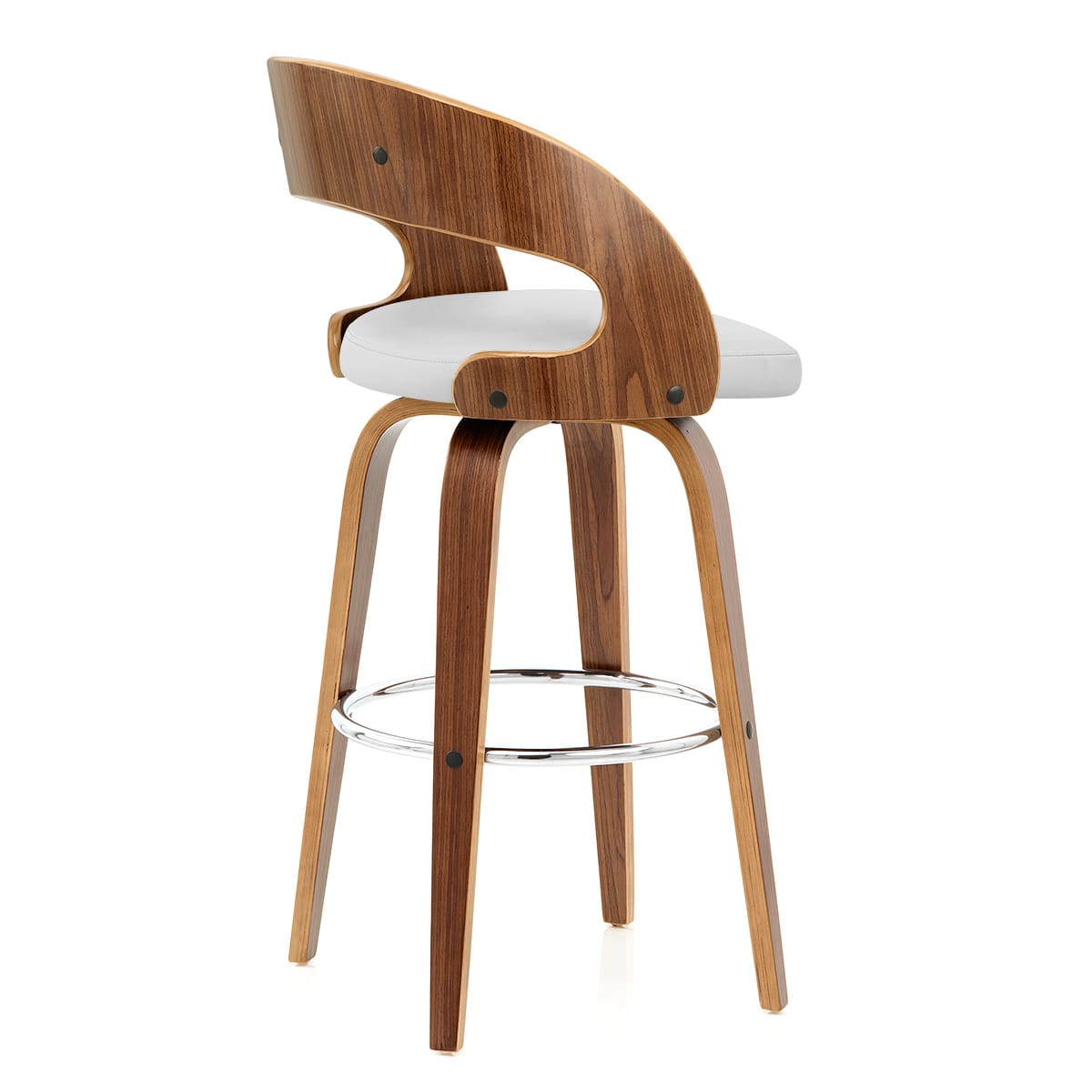 Sgabello Ecopelle Legno - Alicia Bianco
