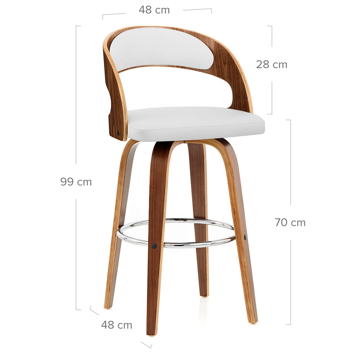 Sgabello Ecopelle Legno - Alicia Bianco