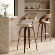 Sgabello Ecopelle Legno - Alicia Bianco