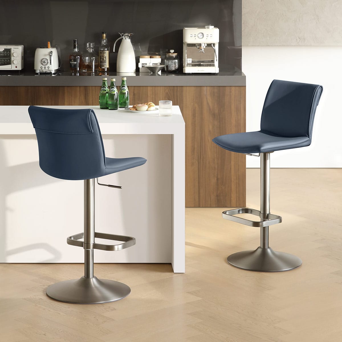 Sgabello Ecopelle - Alto Blu
