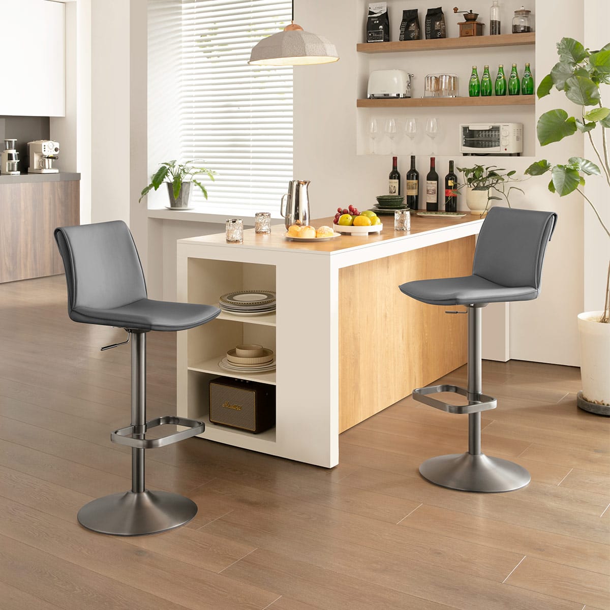 Sgabello Ecopelle - Alto Grigio scuro