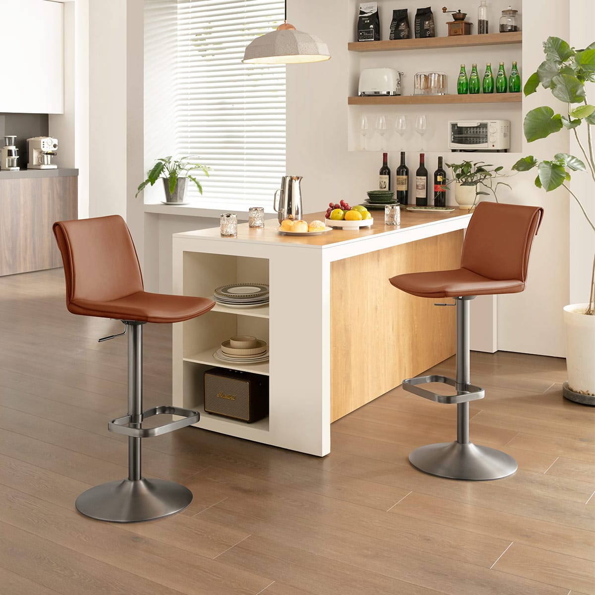 Sgabello Ecopelle - Alto Marrone