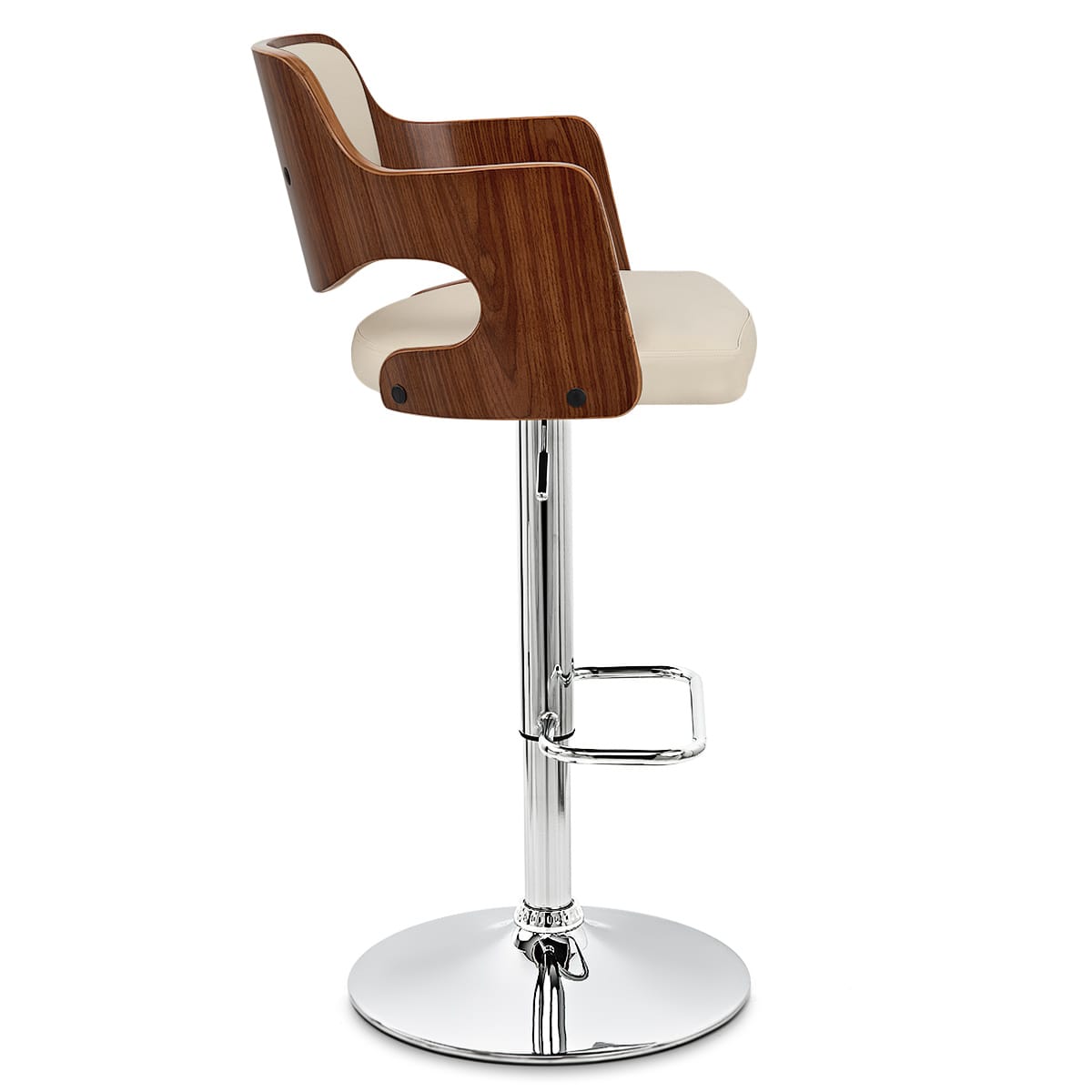 Sgabello Ecopelle Cromato - Amazon Crema