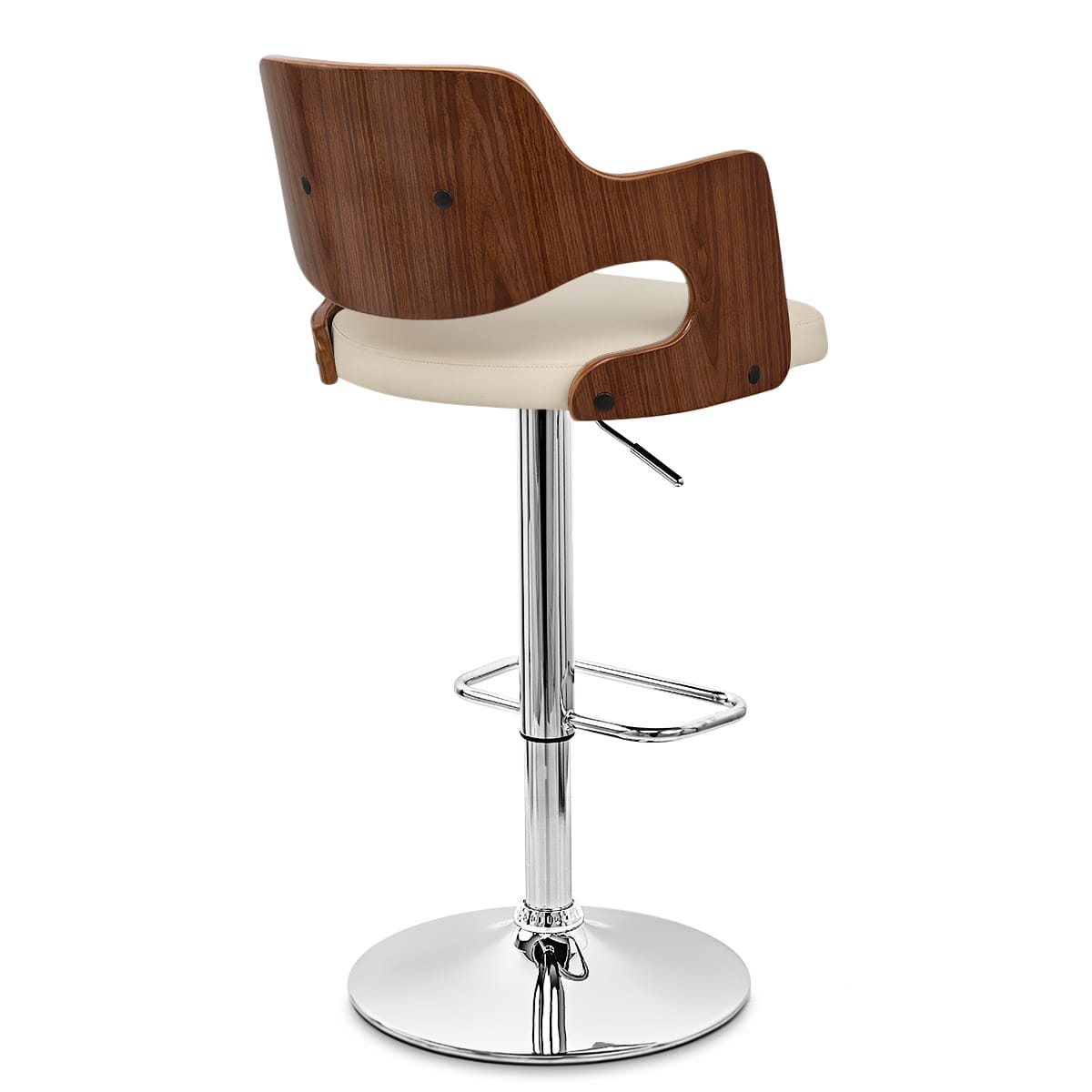 Sgabello Ecopelle Cromato - Amazon Crema