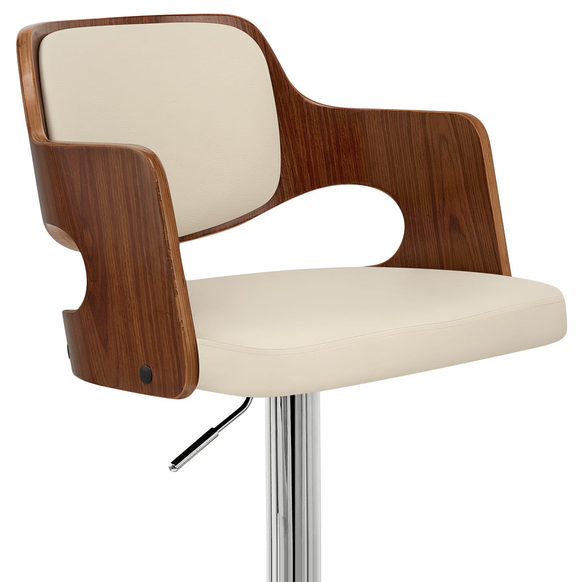 Sgabello Ecopelle Cromato - Amazon Crema
