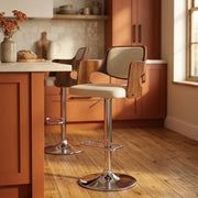 Sgabello Ecopelle Cromato - Amazon Crema