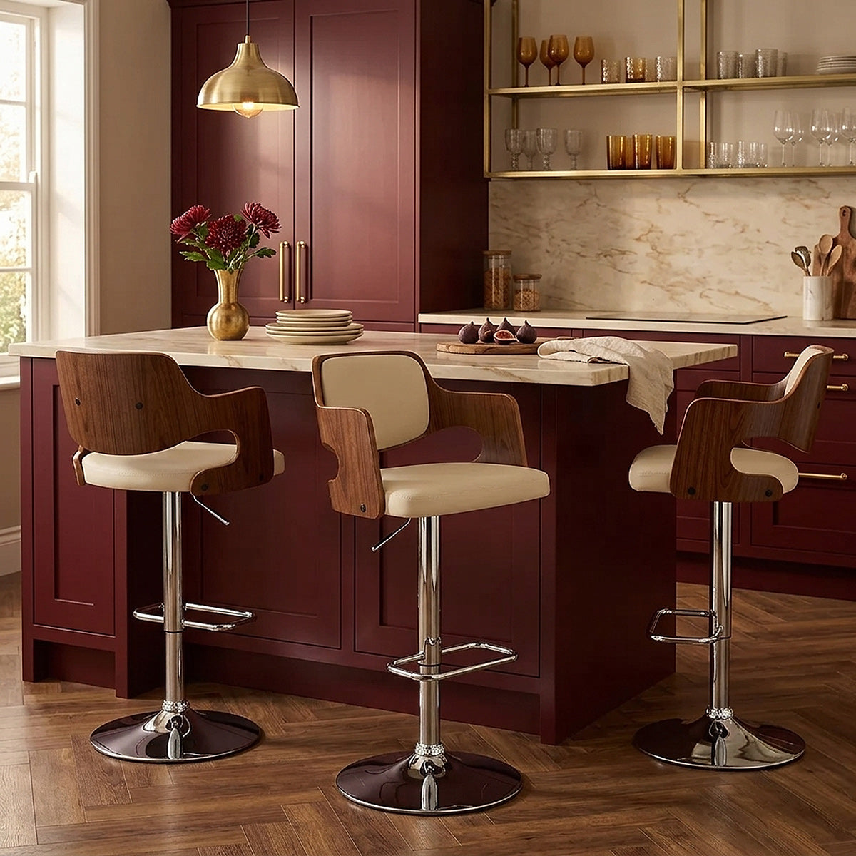 Sgabello Ecopelle Cromato - Amazon Crema