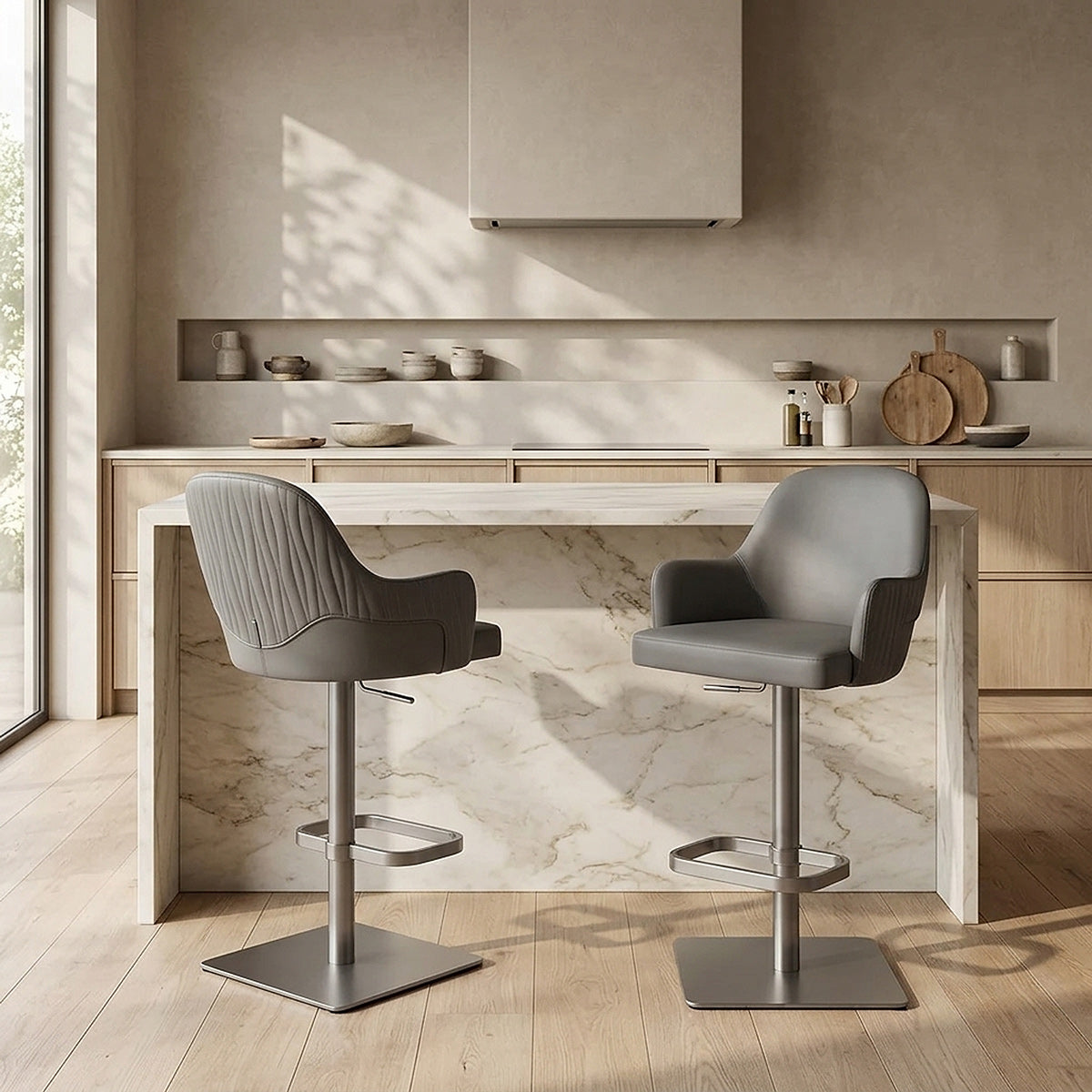 Sgabello Ecopelle Graphite - Antonia Grigio scuro