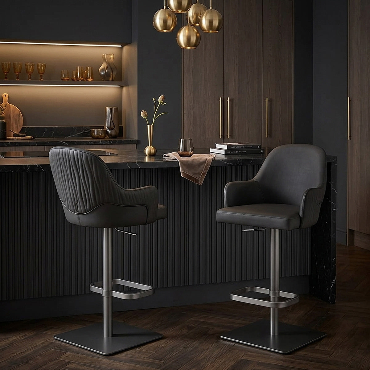 Sgabello Ecopelle Graphite - Antonia Nero