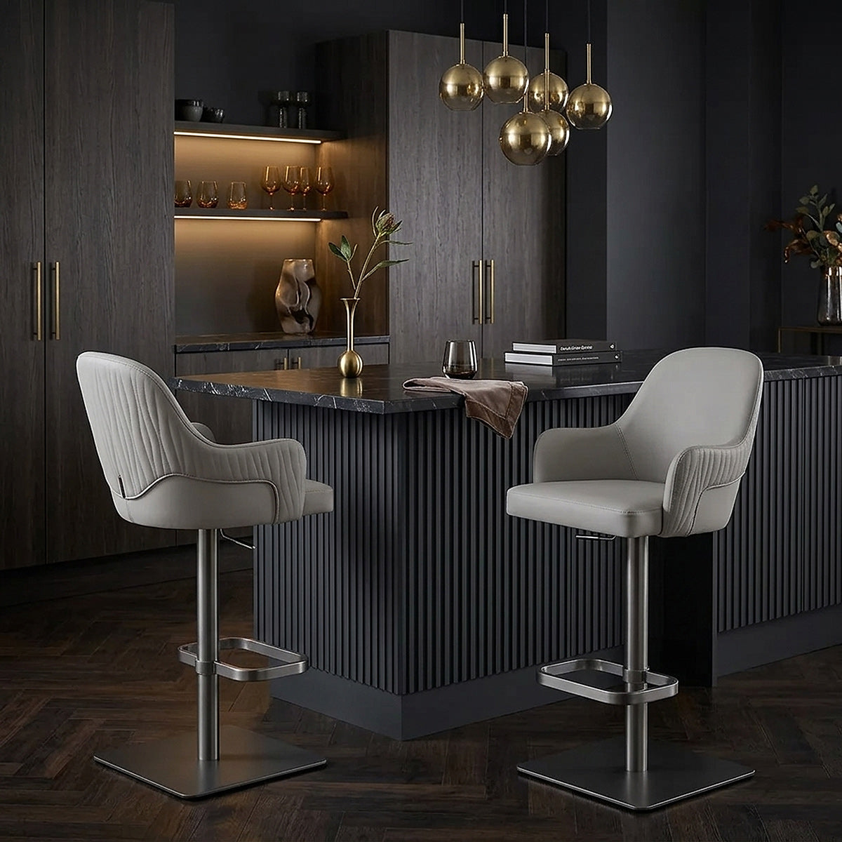 Sgabello Ecopelle Graphite - Antonia Grigio