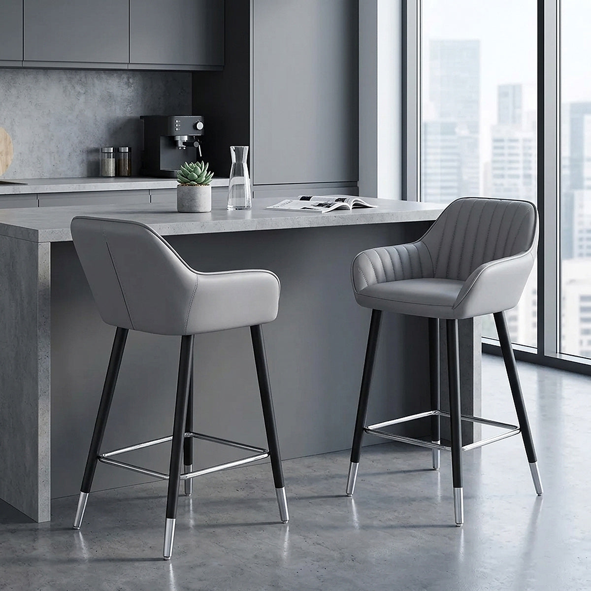 Sgabello Ecopelle - Apres Grande Grigio