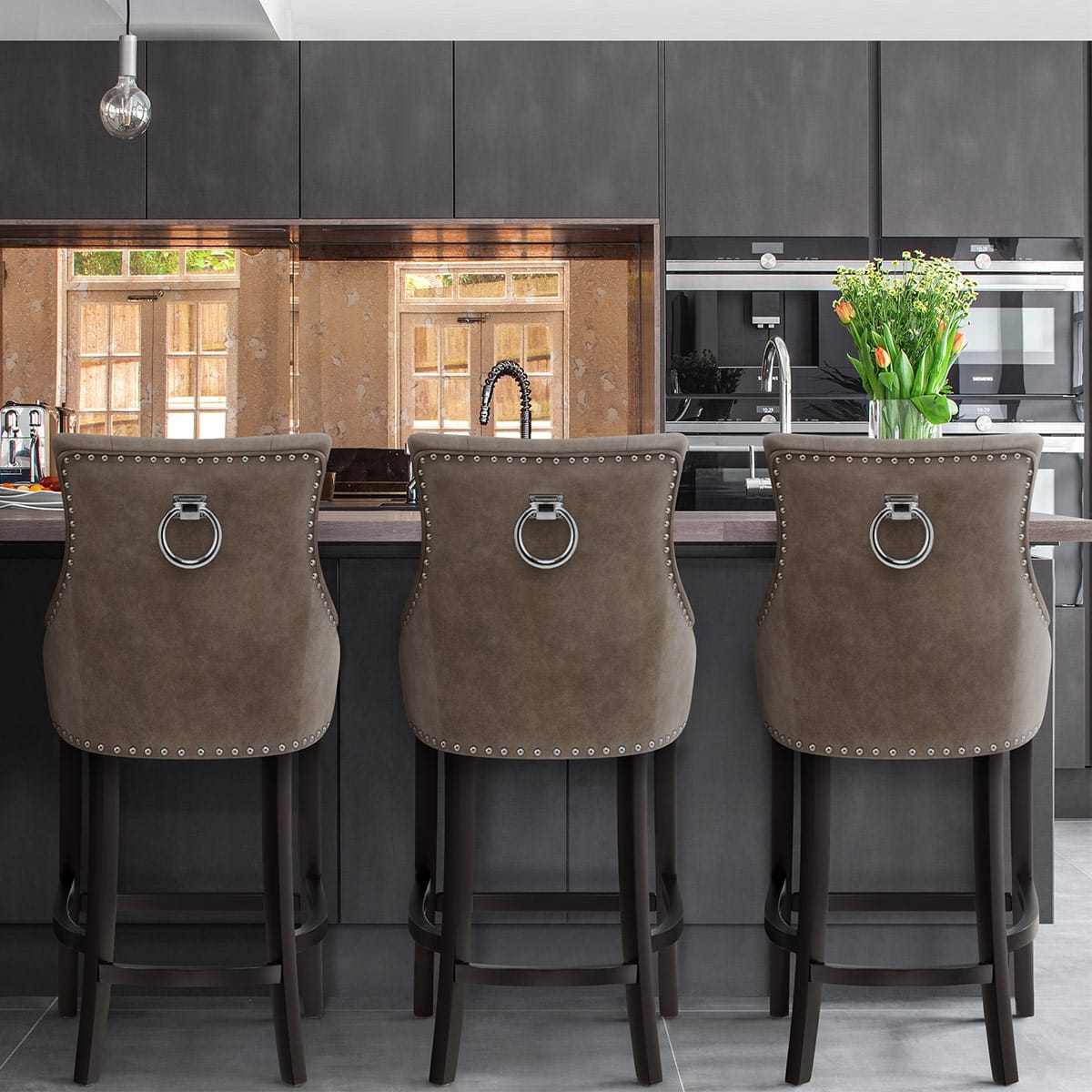 Sgabello Ecopelle Legno - Ascot Marrone