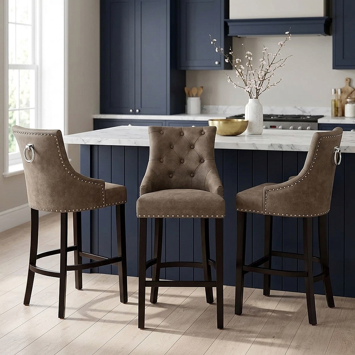Sgabello Ecopelle Legno - Ascot Marrone
