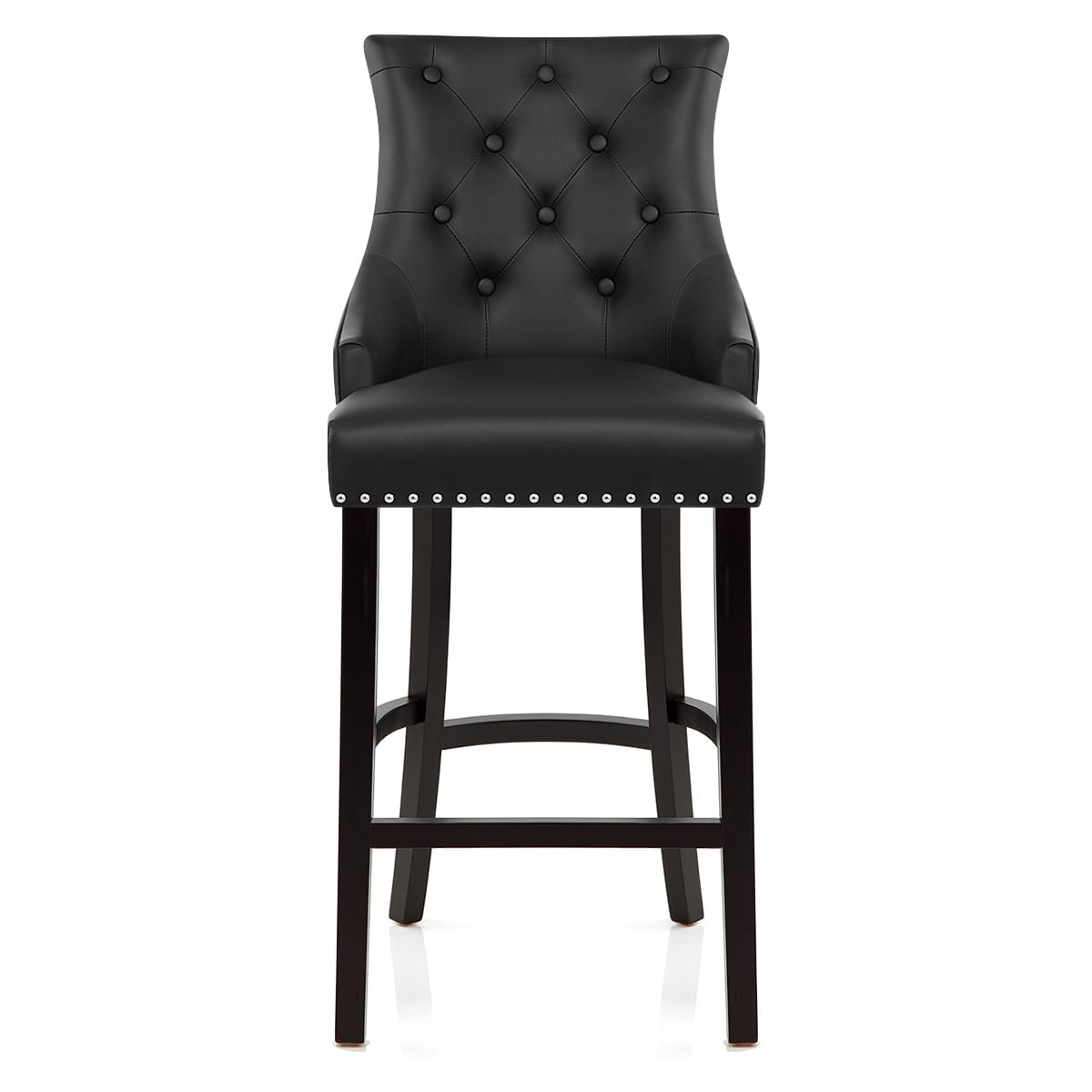 Sgabello Pelle Rigenerata Legno - Ascot Nero