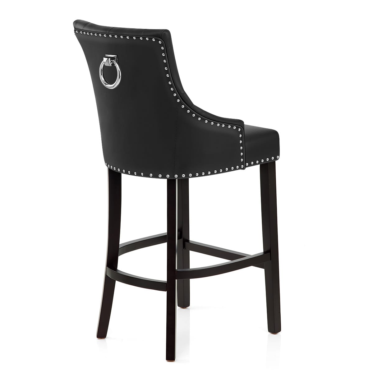 Sgabello Pelle Rigenerata Legno - Ascot Nero