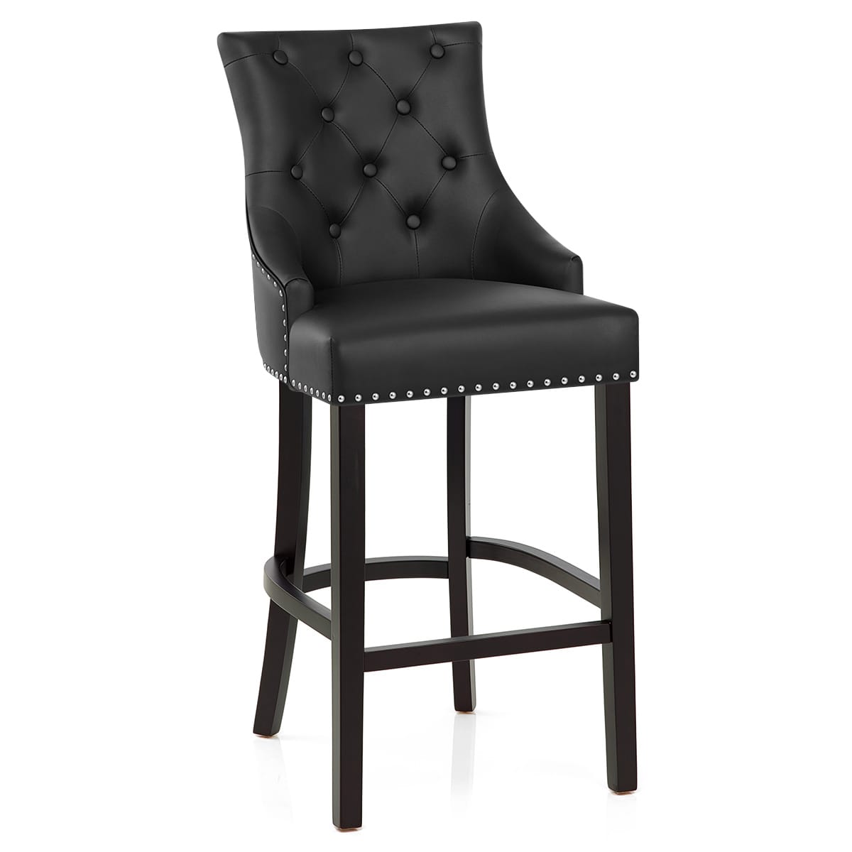 Sgabello Pelle Rigenerata Legno - Ascot Nero