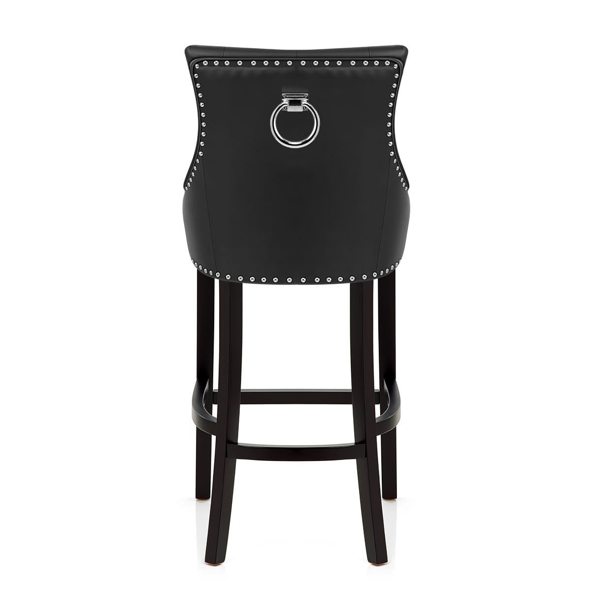 Sgabello Pelle Rigenerata Legno - Ascot Nero