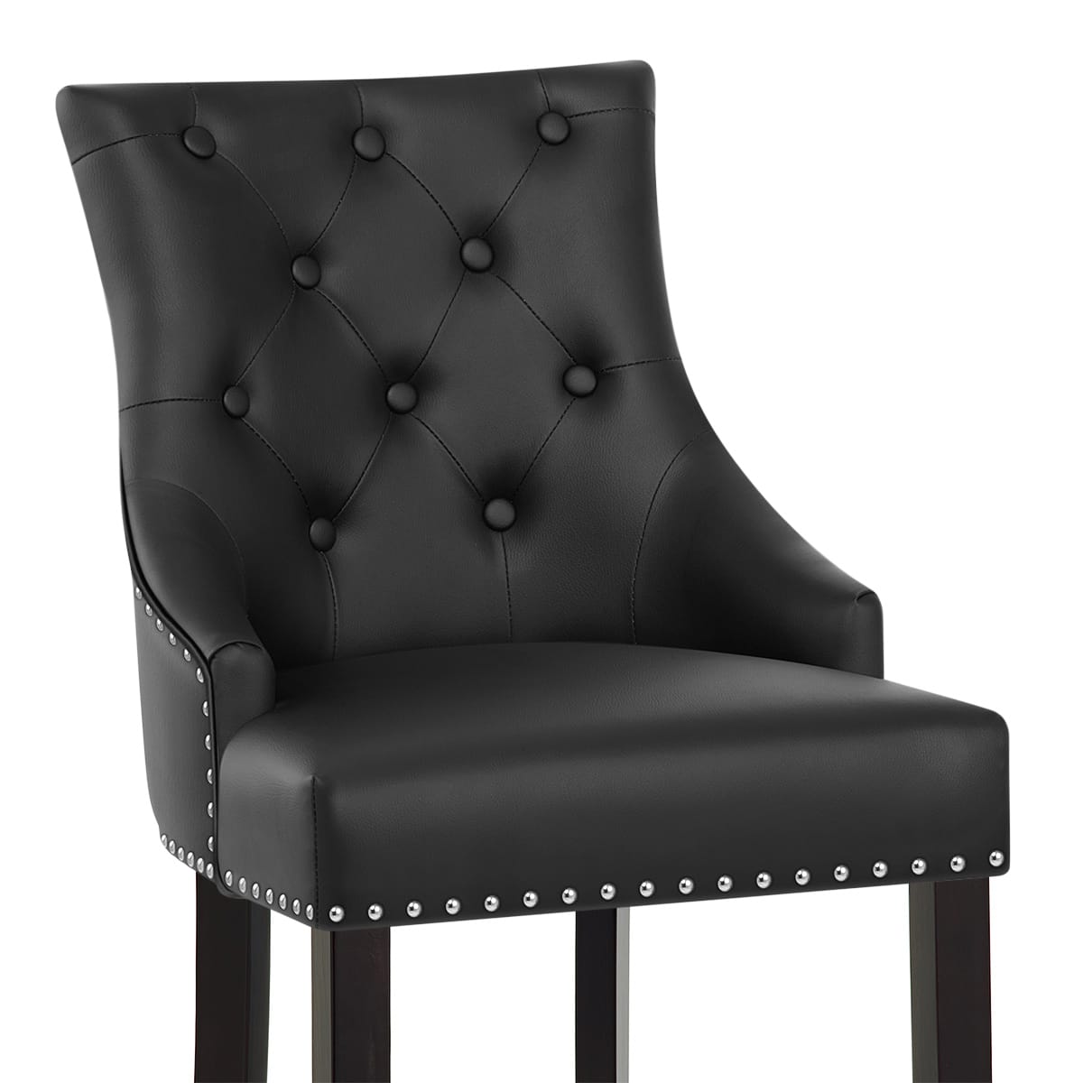 Sgabello Pelle Rigenerata Legno - Ascot Nero