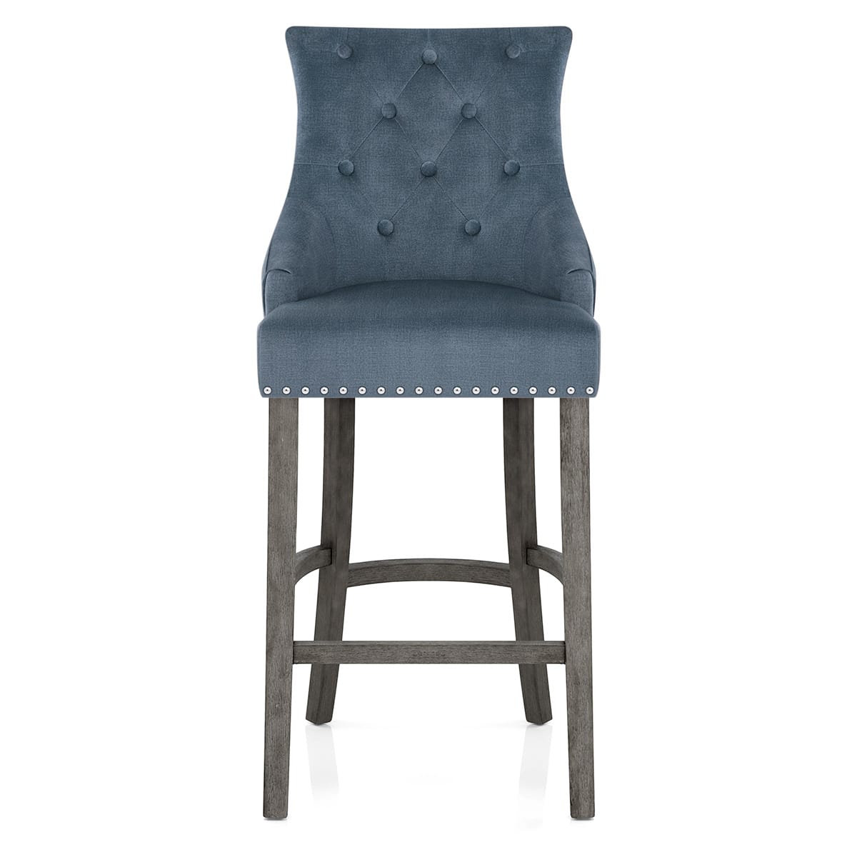 Sgabello Tessuto Legno Grigio - Ascot Blu