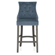 Sgabello Tessuto Legno Grigio - Ascot Blu
