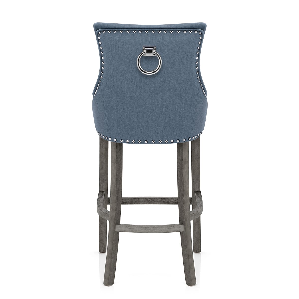 Sgabello Tessuto Legno Grigio - Ascot Blu