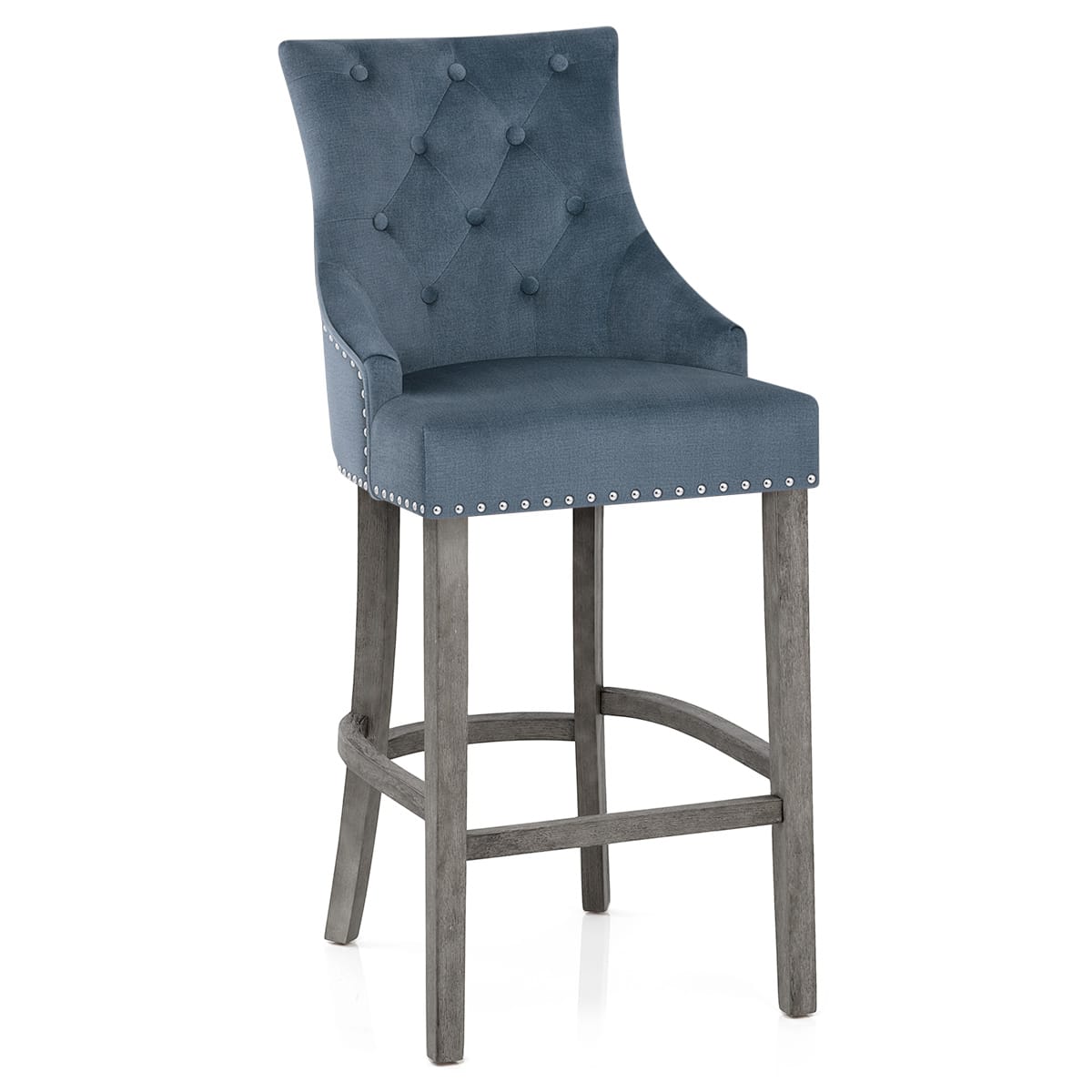 Sgabello Tessuto Legno Grigio - Ascot Blu