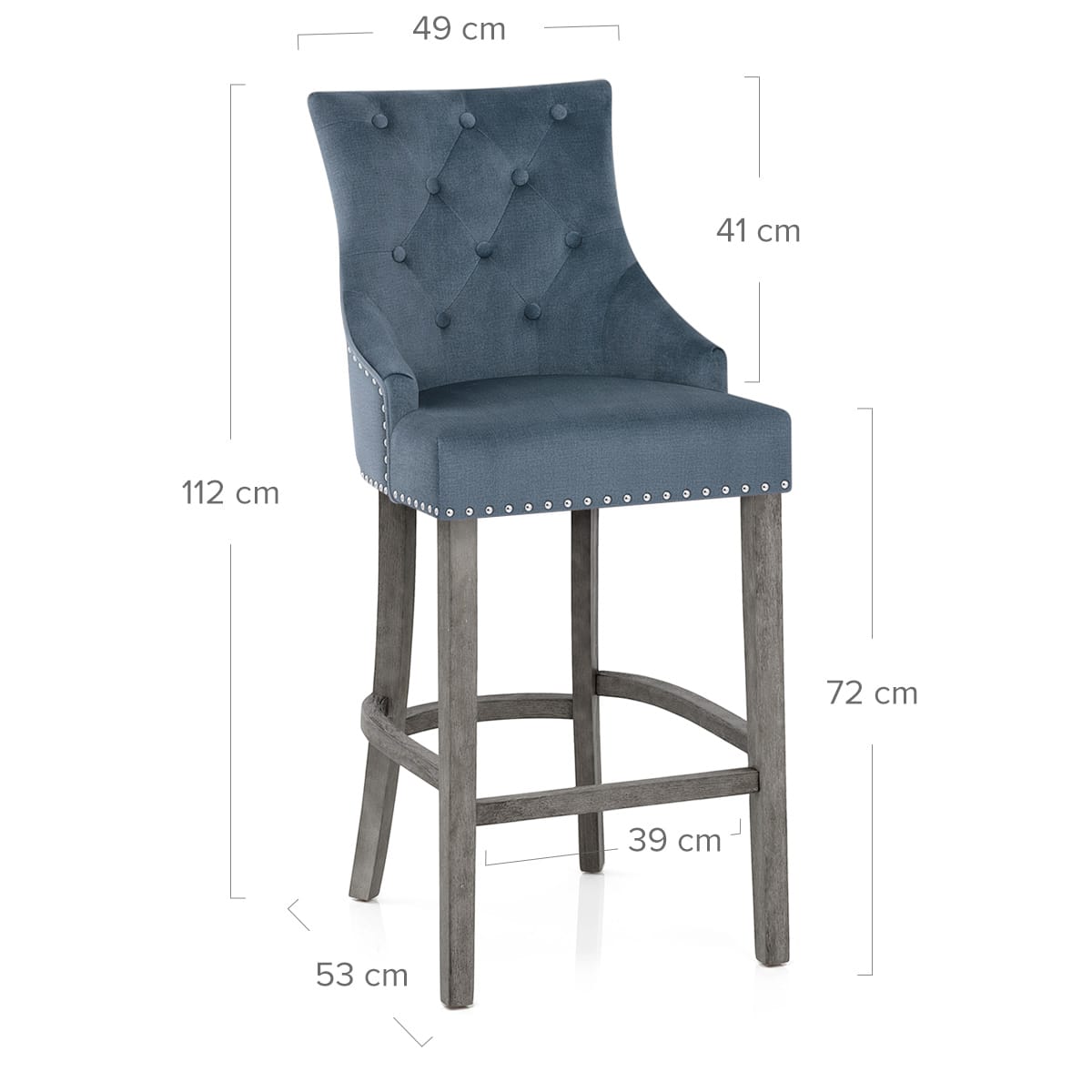 Sgabello Tessuto Legno Grigio - Ascot Blu