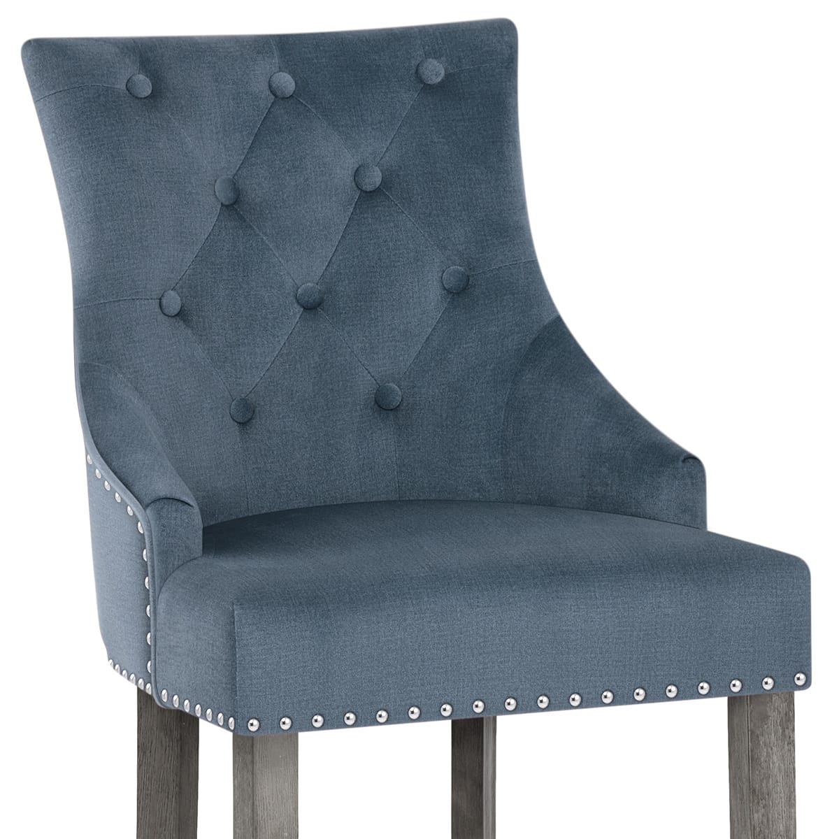 Sgabello Tessuto Legno Grigio - Ascot Blu