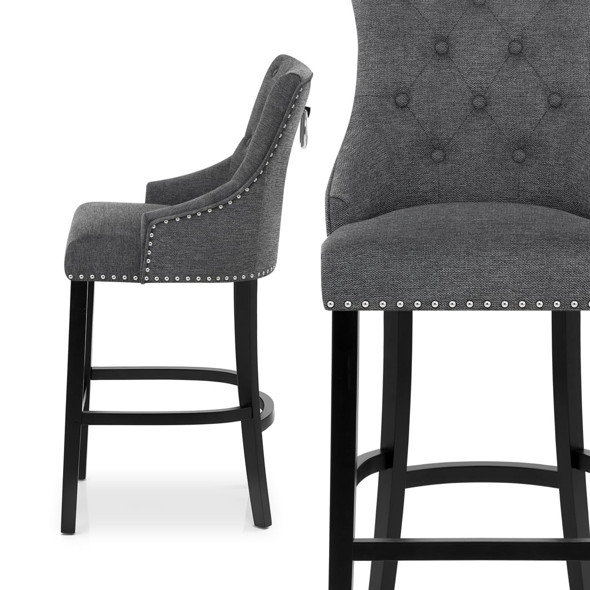Sgabello Tessuto Legno - Ascot Grigio scuro