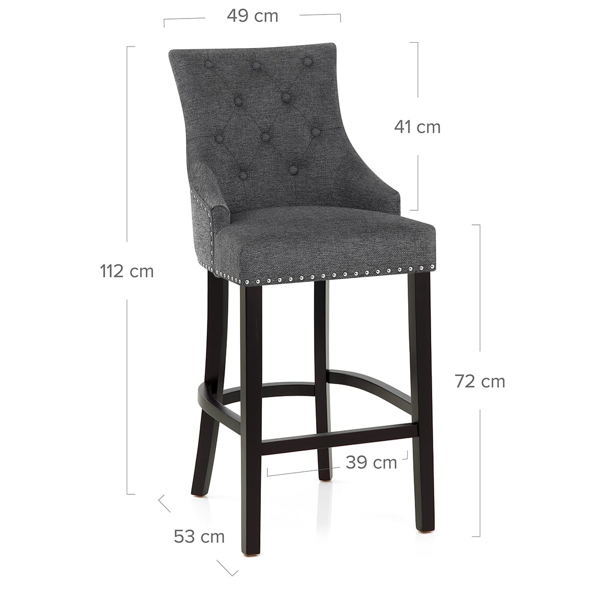 Sgabello Tessuto Legno - Ascot Grigio scuro