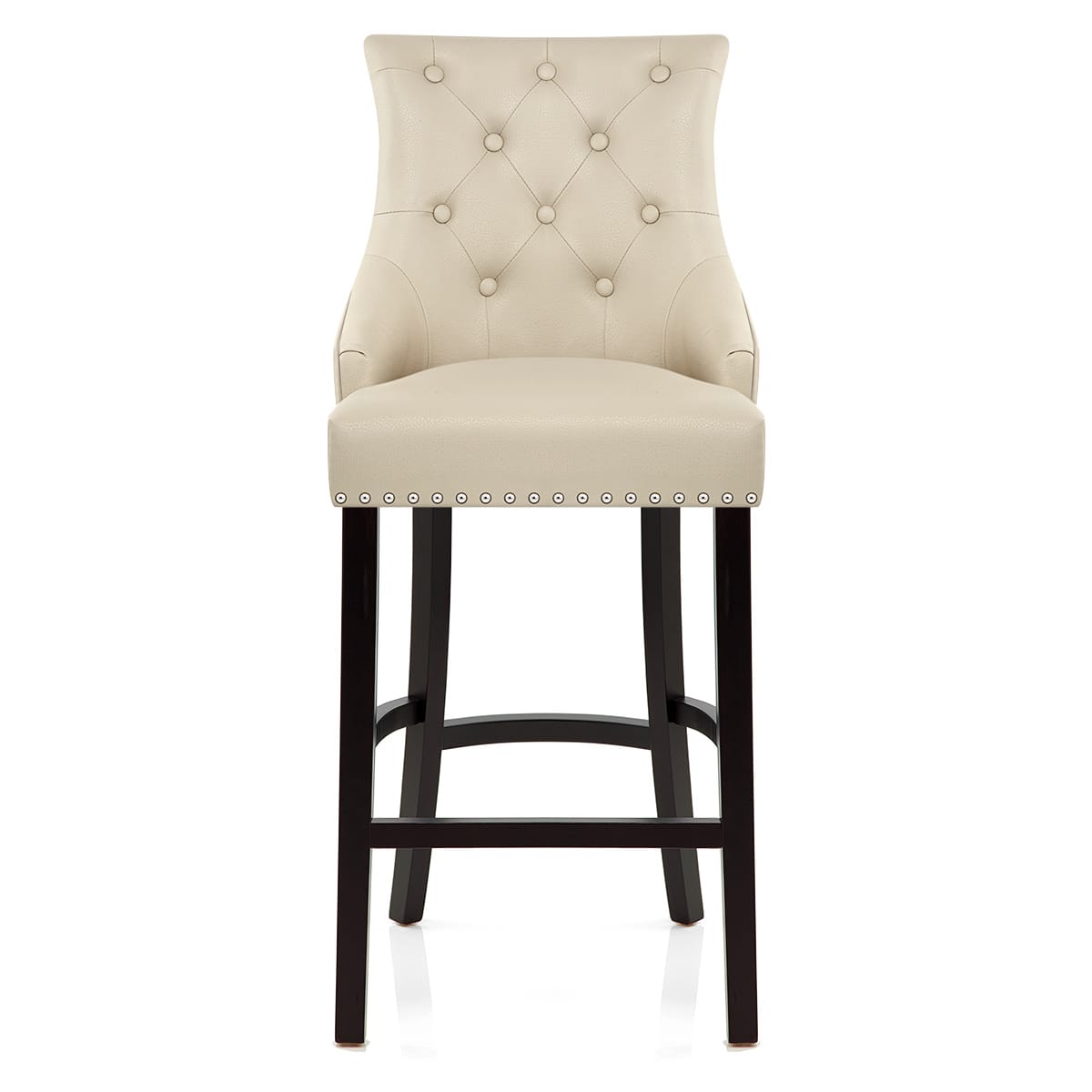 Sgabello Pelle Rigenerata Legno - Ascot Crema