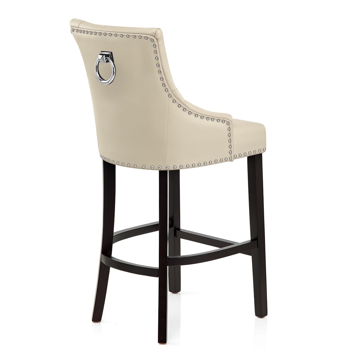 Sgabello Pelle Rigenerata Legno - Ascot Crema