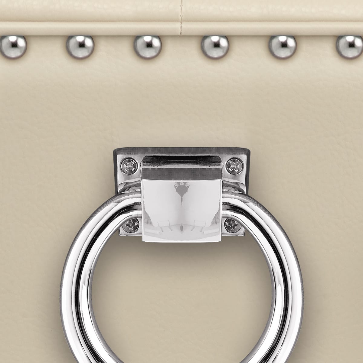Sgabello Pelle Rigenerata Legno - Ascot Crema