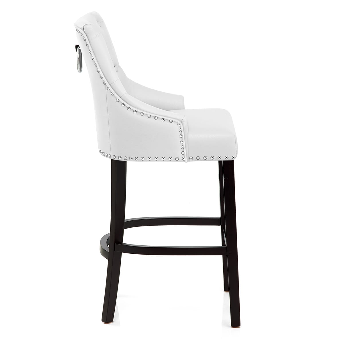 Sgabello Pelle Rigenerata Legno - Ascot Bianco