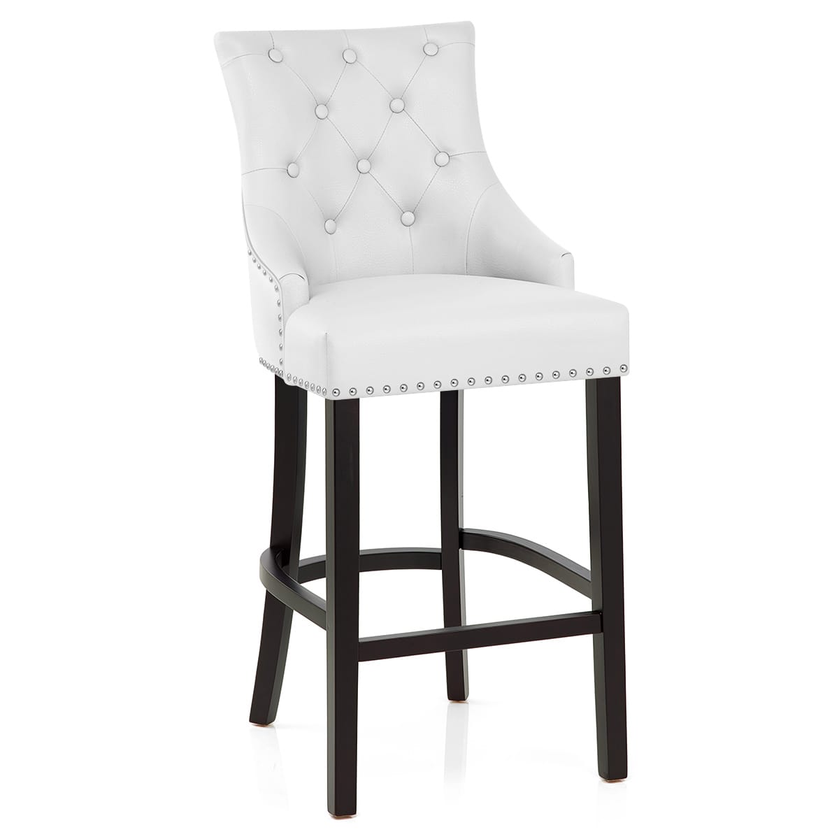 Sgabello Pelle Rigenerata Legno - Ascot Bianco