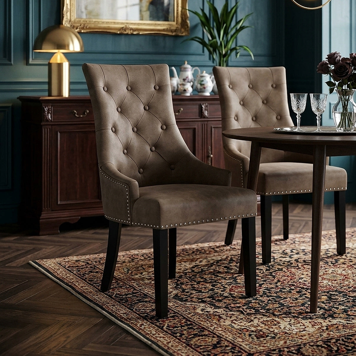 Sedia Ecopelle Legno - Ascot Marrone