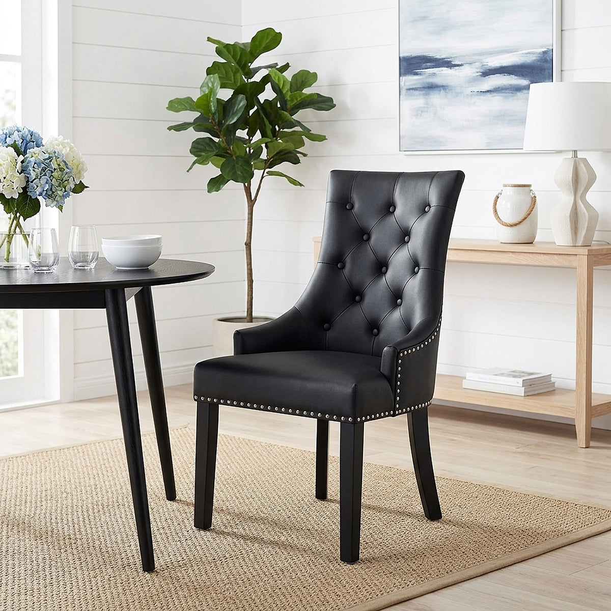 Sedia Pelle Rigenerata - Ascot Nero