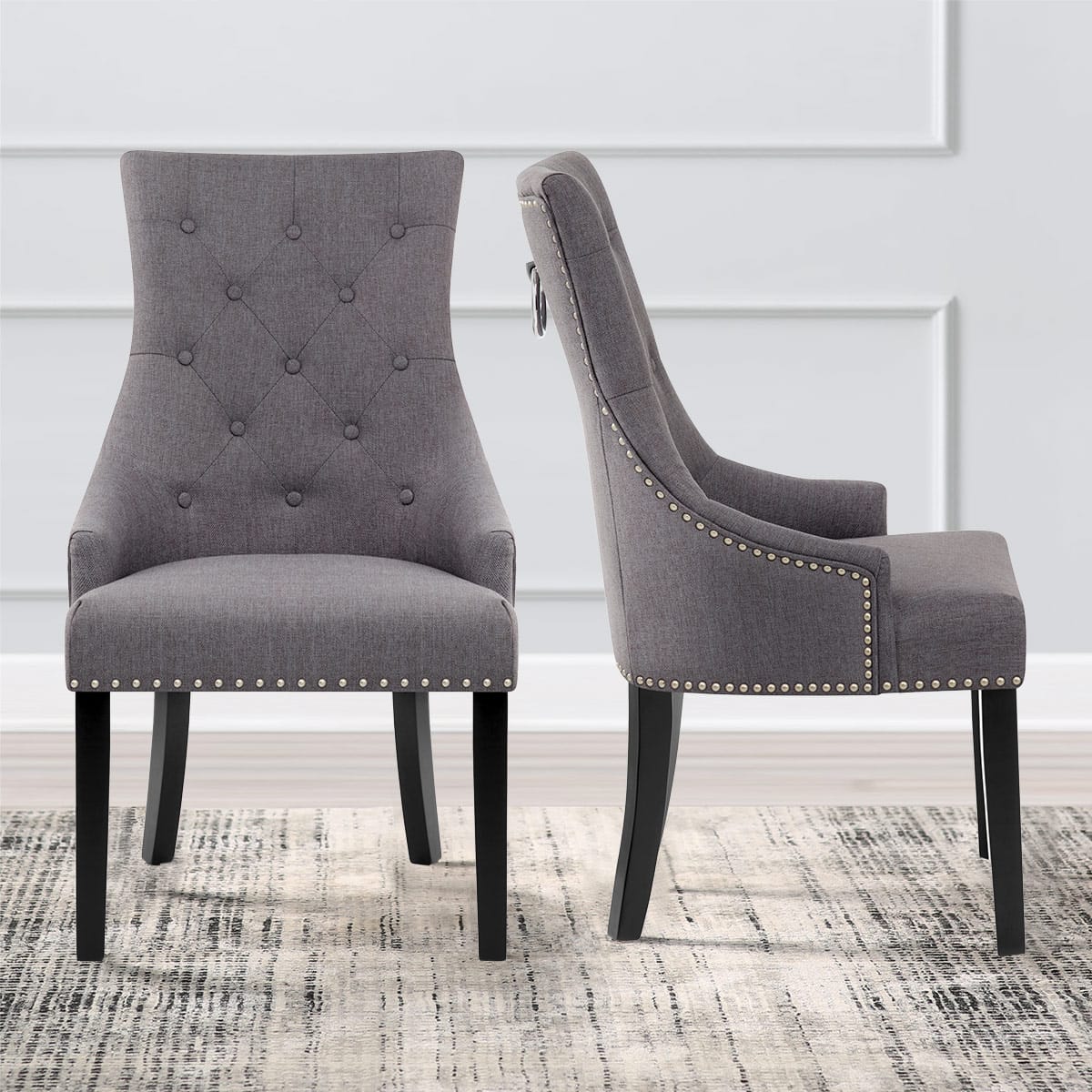 Sedia Tessuto Legno - Ascot Grigio scuro