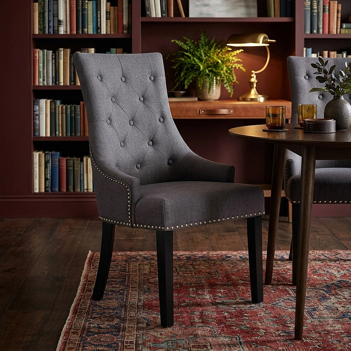 Sedia Tessuto Legno - Ascot Grigio scuro