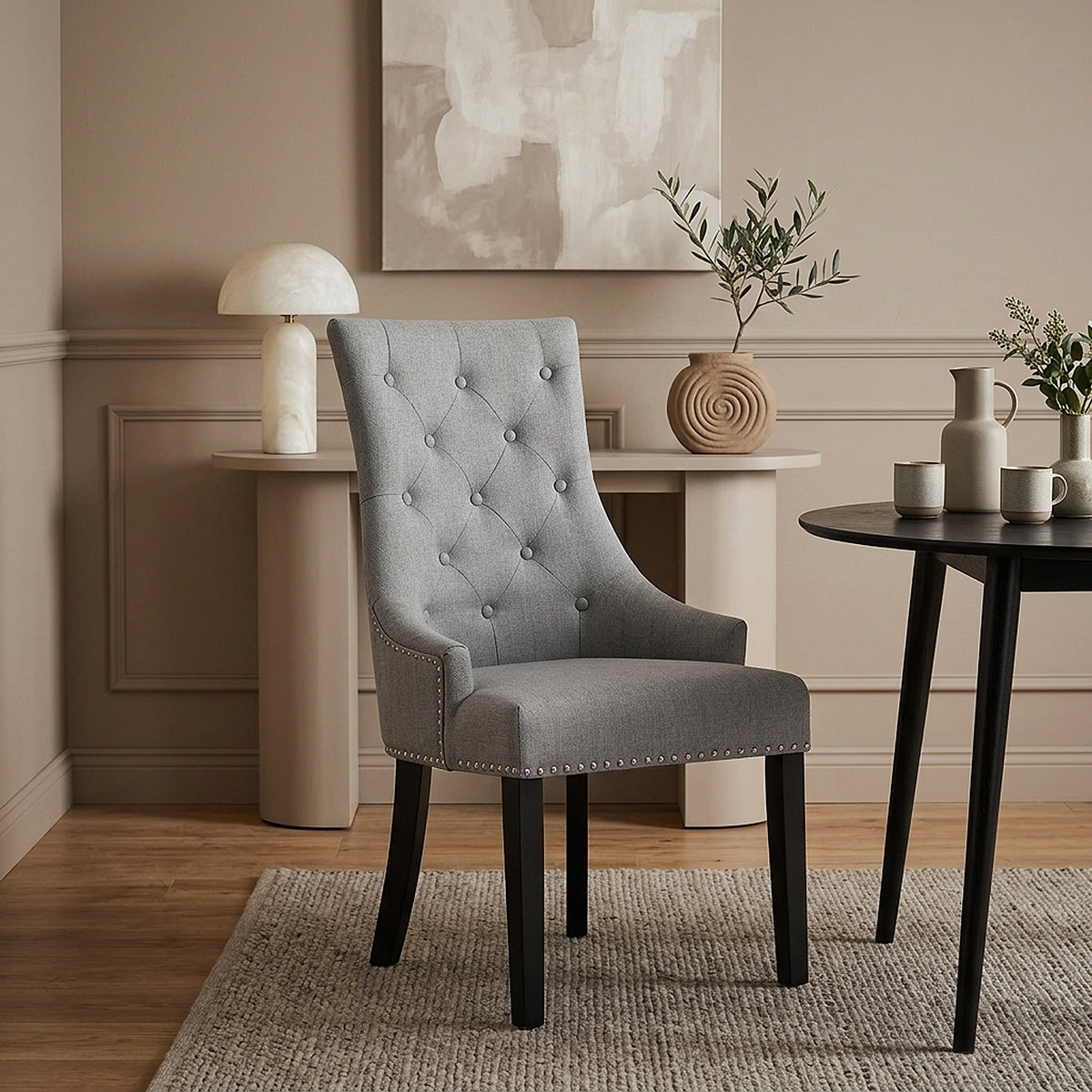Sedia Tessuto Legno - Ascot Grigio