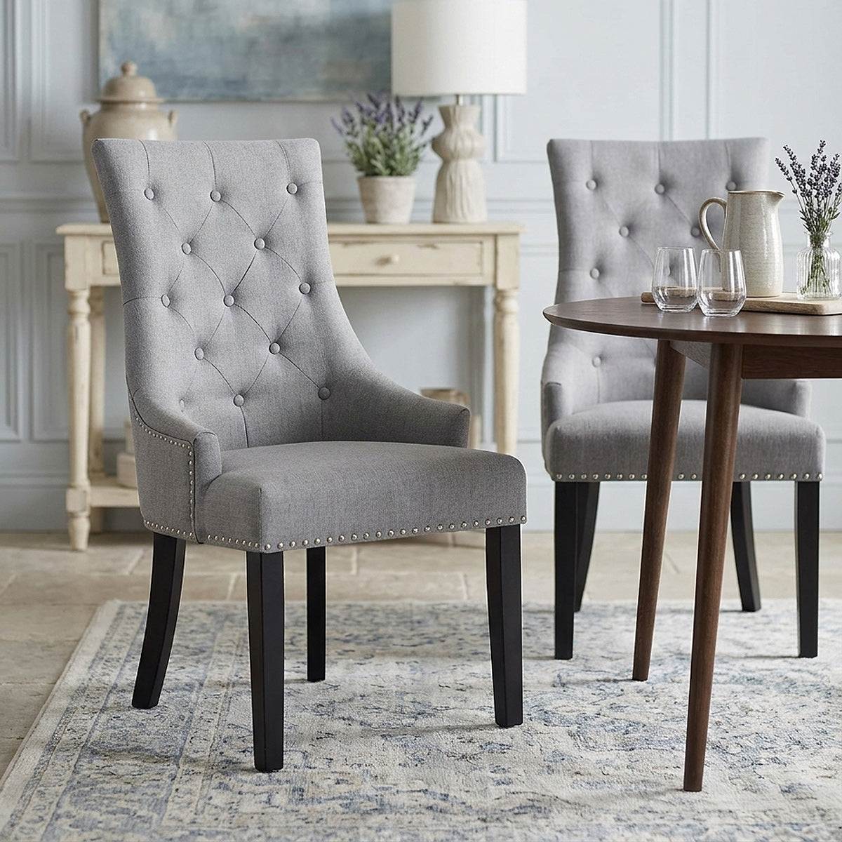 Sedia Tessuto Legno - Ascot Grigio