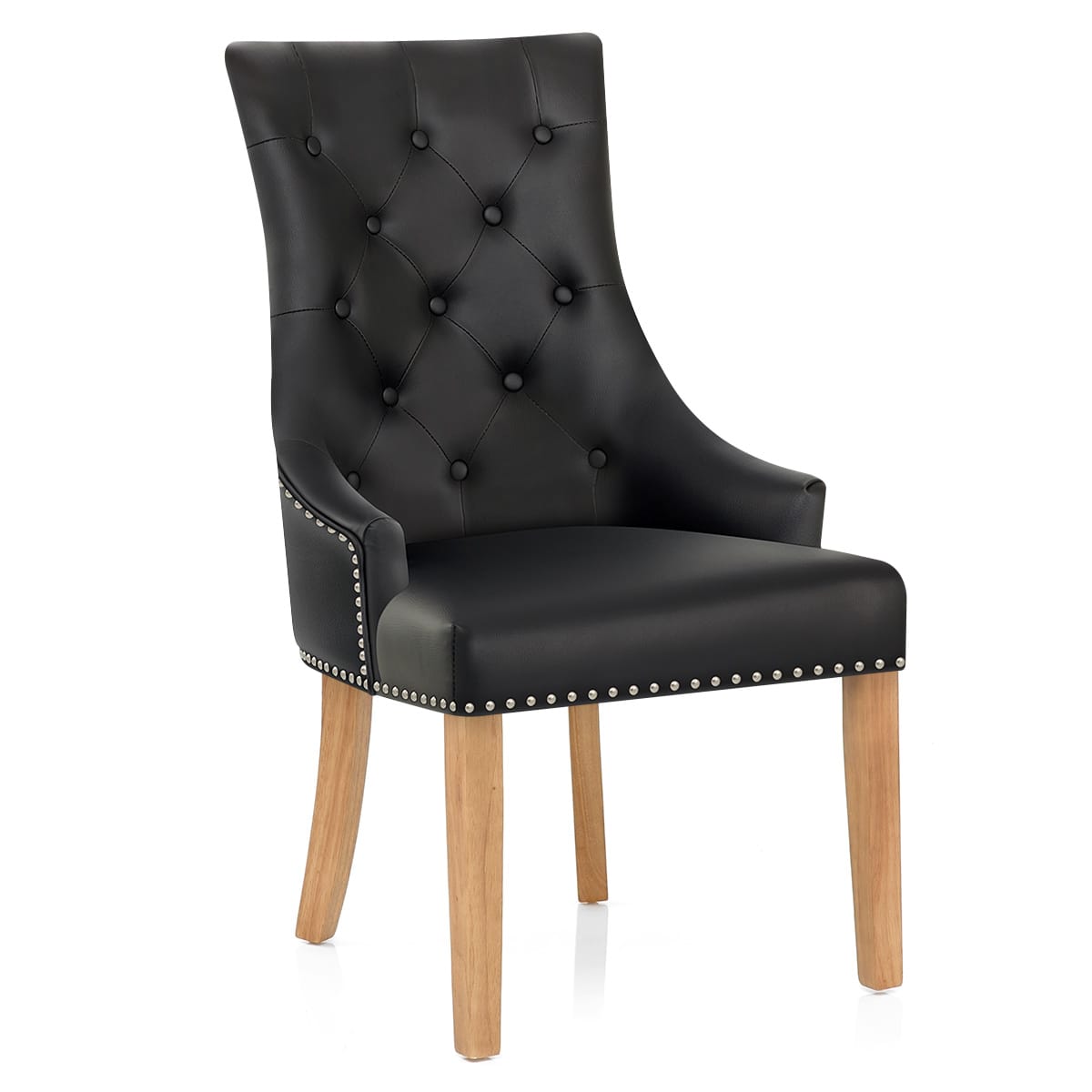 Sedia Pelle Rigenerata Quercia - Ascot Nero